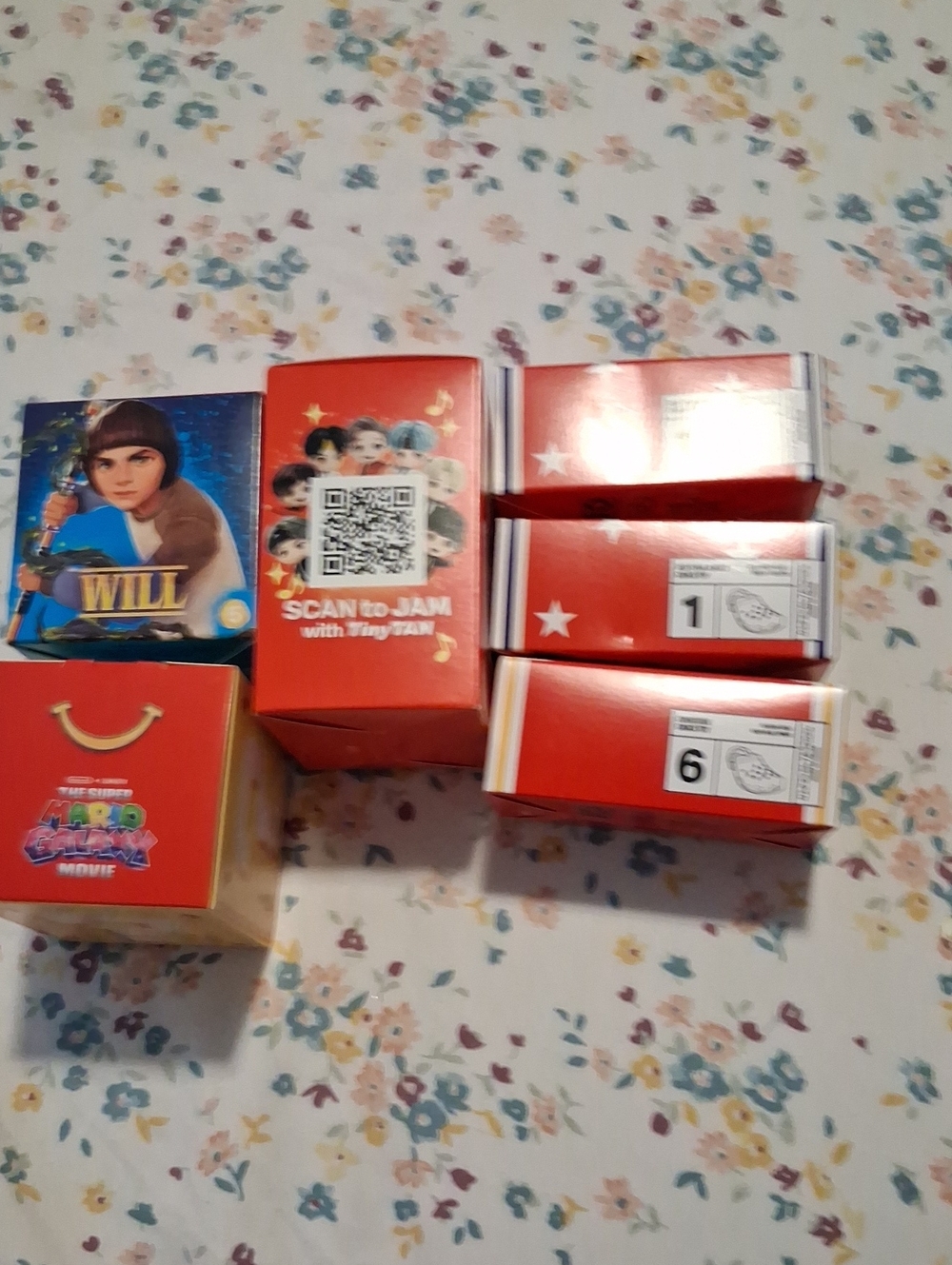 6 BNIB McDonald's Red Collectible Happy Meal Toy Boxes with Character Panels